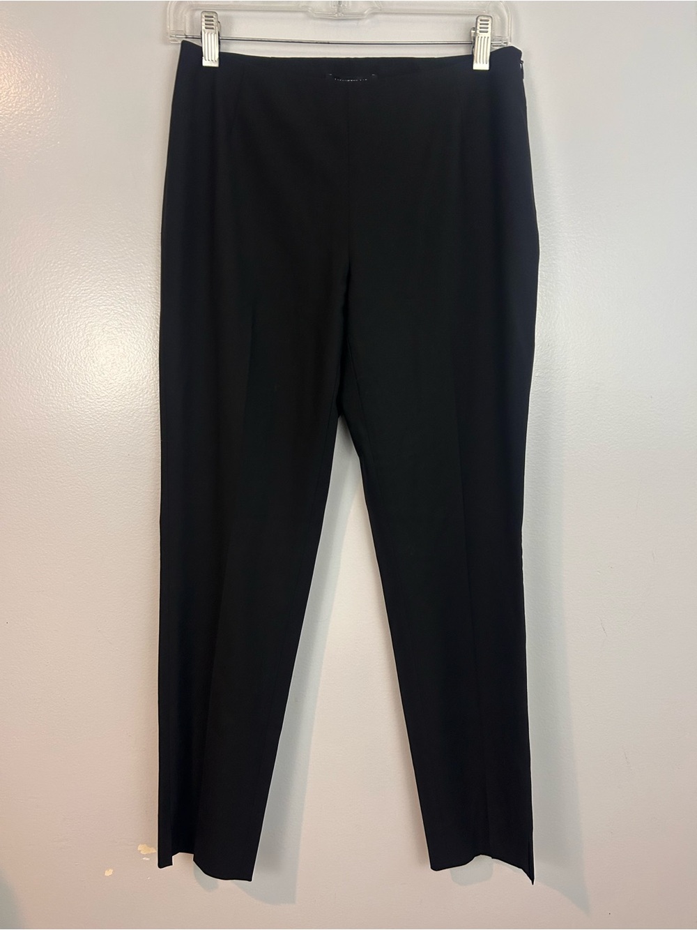 NWT Lafayette 148 Wool Stanton Clean Waist Slim Trouser Black Pants Size 0